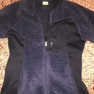 Furry navy blue Columbia jacket